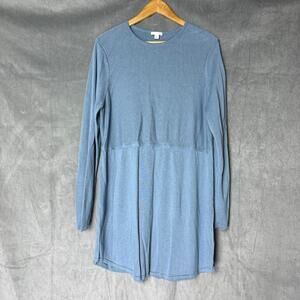 J Jill Women’s L Tall Grace Blue Tunic Sweater Dress Heather Wool‎ Blend Stretch